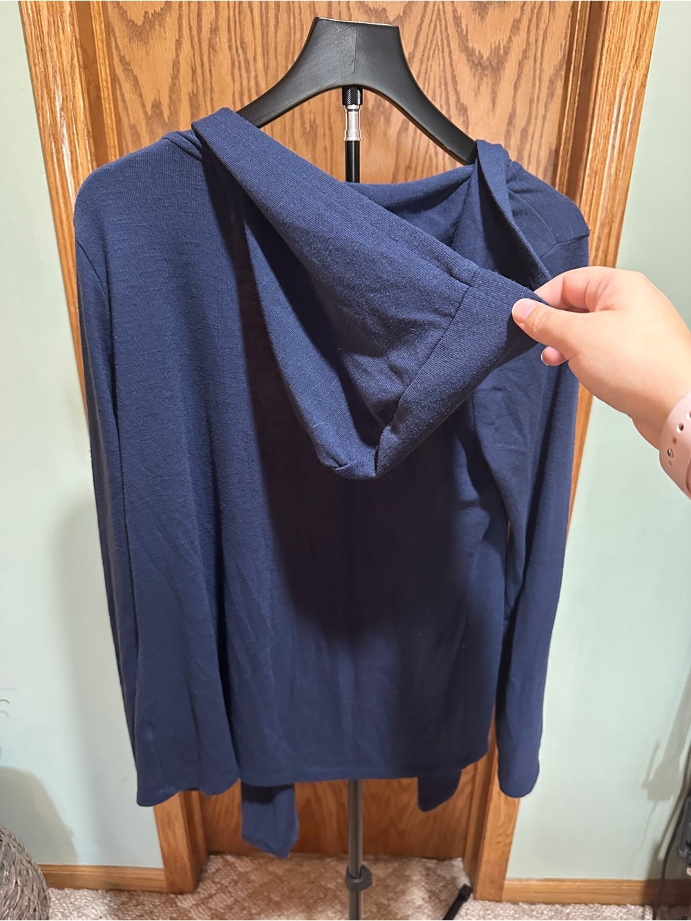 Maurices Navy Open-Front Hooded Cardigan - Picture 4 of 4